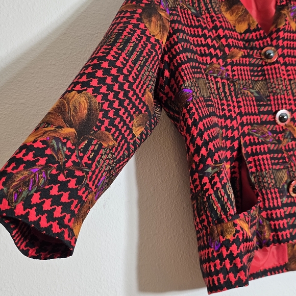 VTG 80's s ANNE CRIMMINS FOR UMI COLLECTIONS 100% SILK FLORAL SKIRT BLAZER 16 - Picture 8 of 16